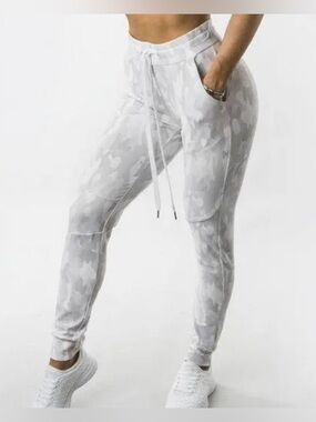 BuffBunny Light White Camo Joggers with Drawstring